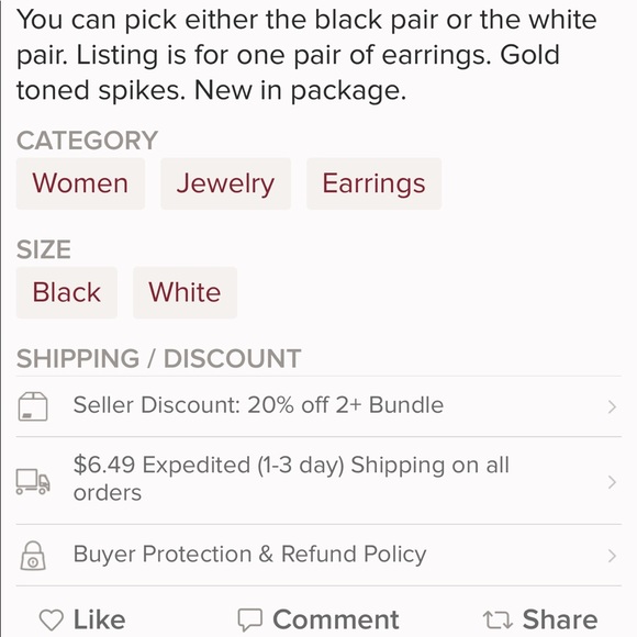 (P1) Spike Earrings - Picture 7 of 7